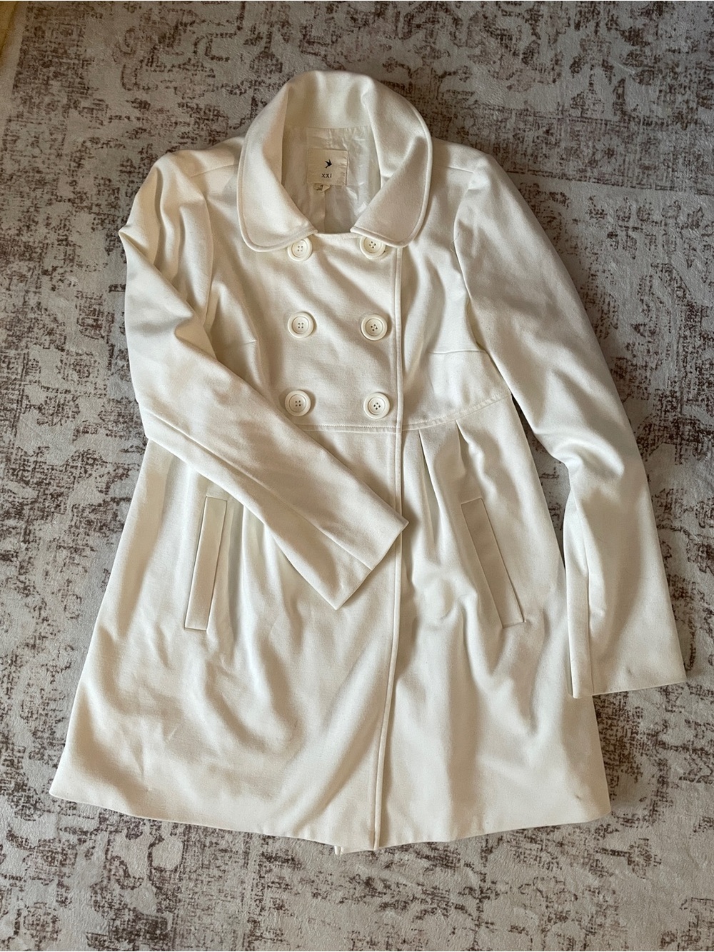 XXI Women’s Double-Breasted Cream Pea Coat - size M